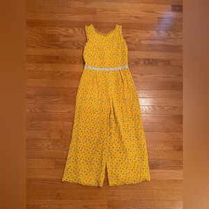 Janie and Jack Yellow and Blue Floral Ruffle Jumpsuit